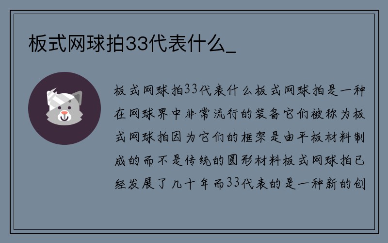 板式网球拍33代表什么_