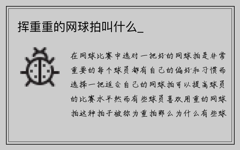 挥重重的网球拍叫什么_